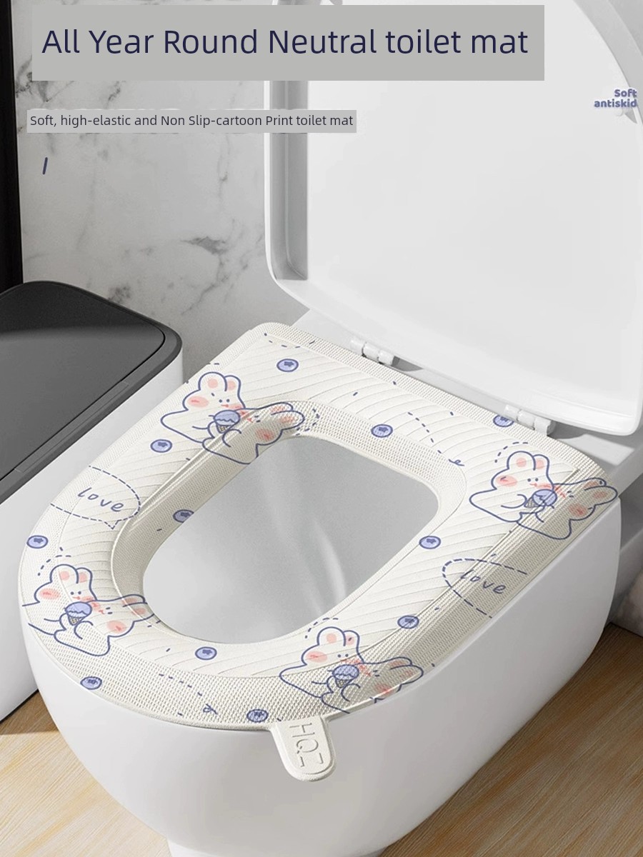 Cartoon Print Toilet Mat New Foam Waterproof Toilet Cover All Year Round Universal Toilet Washable Cushion