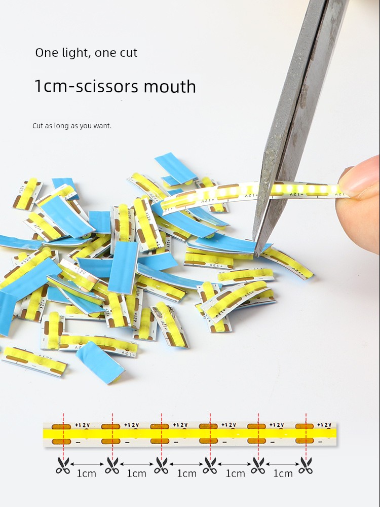 One Light, One Cut Light Belt, Random Cut Cob Low Voltage Self-Adhesive 1cm Cutting Atmosphere Can Cut Arbitrary Cut 12vled Lines