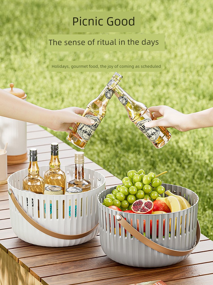 Picnic Basket Spring Outing Outdoor Camping Handy Gadget Fruit Snack Storage Basket Cut Out Outing Picnic Plastic Portable Basket