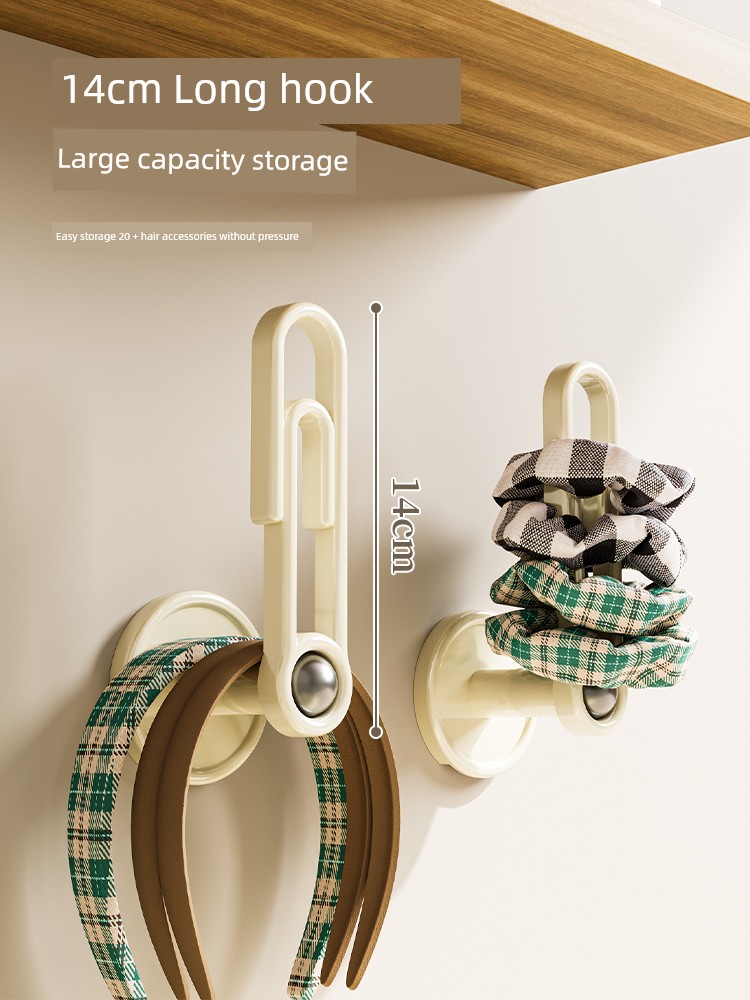 Headdress Hook Punch-Free Large Intestine Hair Ring Storage Rack Wall Hanging Headband Hair Band Sticky Hook Strong Adhesive
