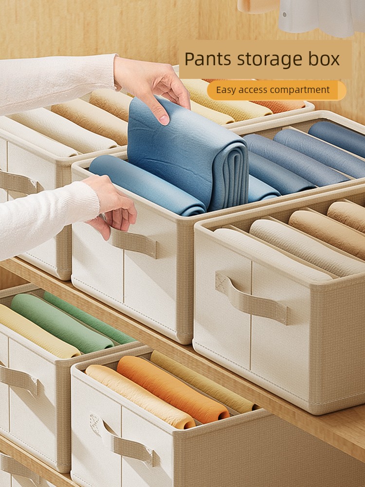 [Exclusive for Good Product Experience] Taili Pants Storage Box Separated Magic Organizing Box Clothes For Home Wardrobe Layered