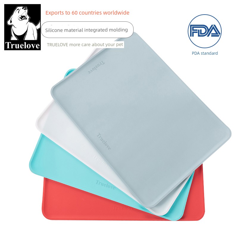 Truelove Pet Silicone Anti-Overflow Lock Edge Placemat Dog Cat Easy to Clean Non Slip Moisture-Proof Waterproof Bite-Resistant