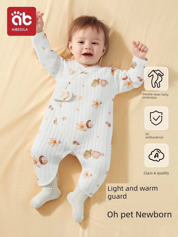 Newborn Baby Clothes One-Piece Quilted Winter Clothing Fall New Arrival Size 52 9 Newborn One Month Old Toddler and Baby Rompers