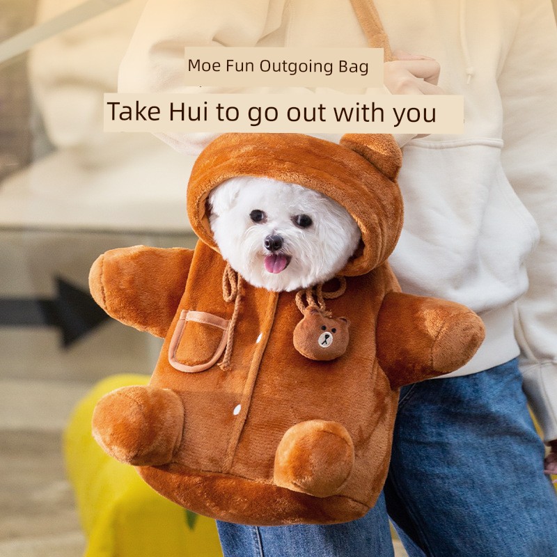 Pet Dog Hippie Dog Cute Fun Messenger Bag for Outing Handy Gadget Autumn Warm with Velvet Dog Bag for Small Size Dogs