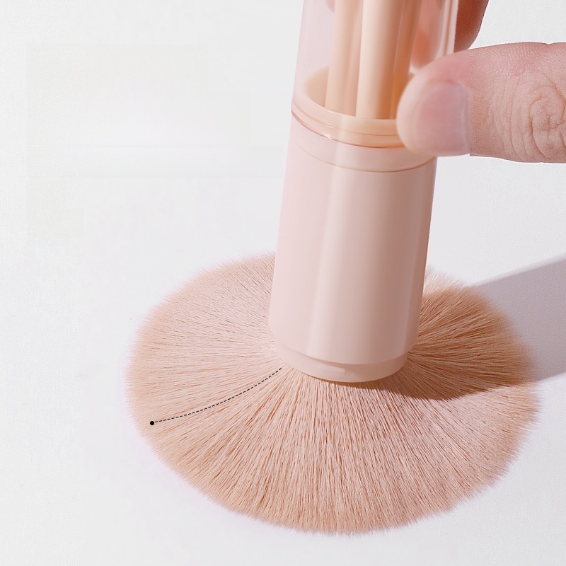 Portable Retractable Four-in-One Eye Shadow Brush Blush with Lid Combination Face Powder Suit Mini Makeup Brush Repair Nose Shadow