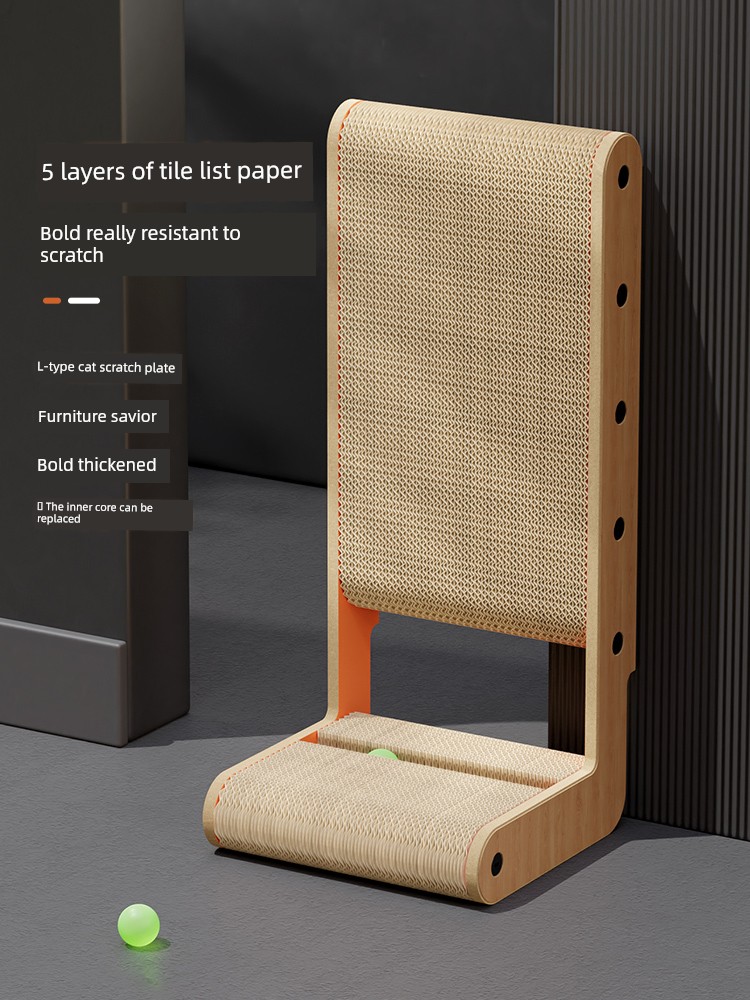 Thickened Vertical L-Type Cat Scratch Board Cat Nest Integrated Scratch-Resistant Abrasion Resistant Non-Chip Large Cat Scratching Board Corrugated Paper Cat Toy