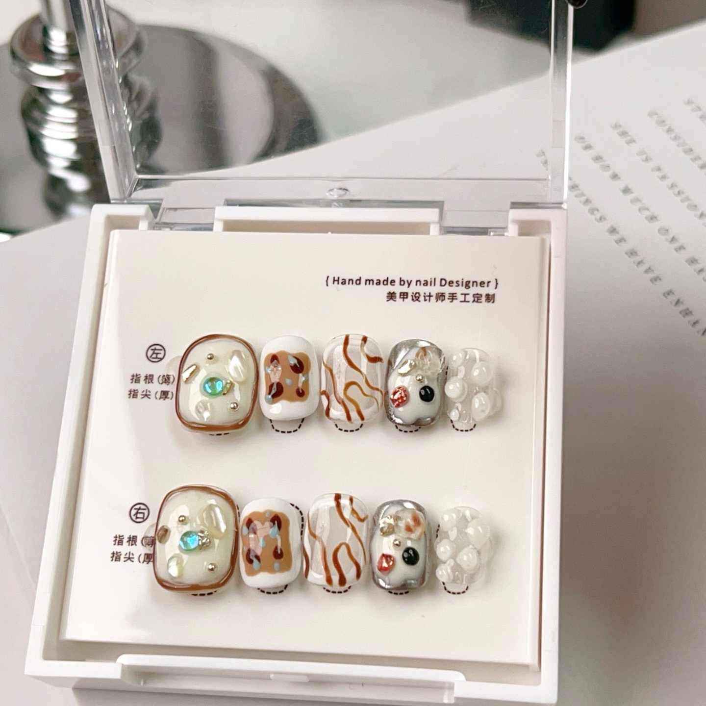 Round Trace | Handmade Wear Nail Patch Japanese and Korean Style Thai Style Color Gravel Internet Celebrity Short Nail Three-Dimensional Shape Manicure
