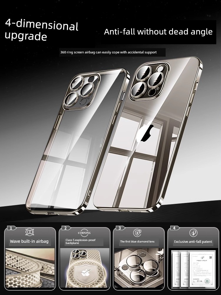 Suitable for Iphone16promax New Arrival Phone Case for Apple 16 Transparent 2024 Iphone15 Fancy 14pro Female Male Lens All-Inclusive 14plus Ultrathin and Simple 13pm Drop-Resistant P