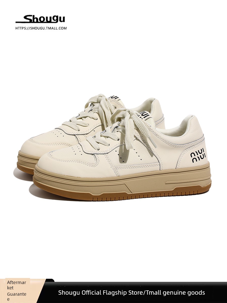 Shougu Spring Genuine Leather Platform White Shoes Women's 2025 New Arrival Best Selling Fancy Super Hot Elevator Wild Board Shoes