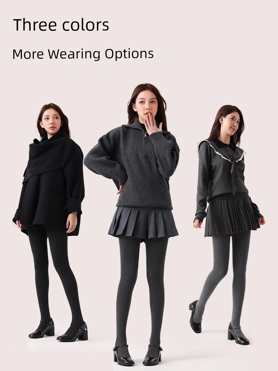 [Xu Lu Same] Yuxun Easiest for Match Micro Pressure Slim Looking Fleece Lined Leggings Thickened Fall and Winter Gray Series High Waist Nj