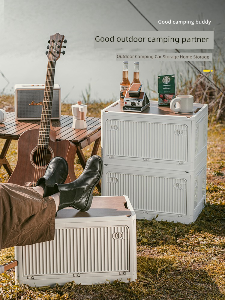 Outdoor Camping Storage Box Folding Box Camping Storage Box Car Trunk Storage Box Wooden Lid Picnic Storage Box