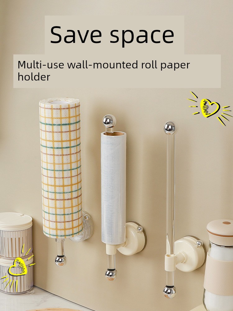 Punch-Free Plastic Wrap Lazy Rag Roll Stand Kitchen