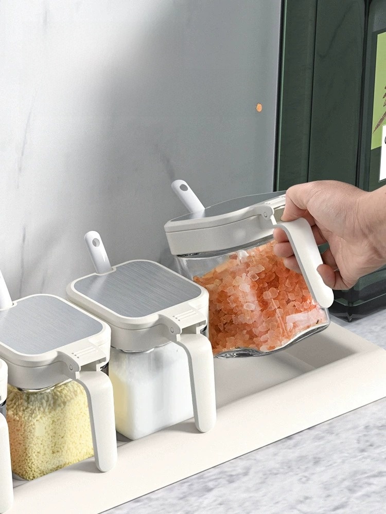 Glass Kitchen Combination High Temperature Resistant Storage Seasoning Jar