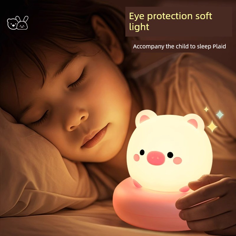 Kids Cute Pet Sleeping with Small Night Lamp Soft Light Rechargeable Bedroom Sleeping Baby Nursing Confinement Led Eye Protection Bedside Lamp