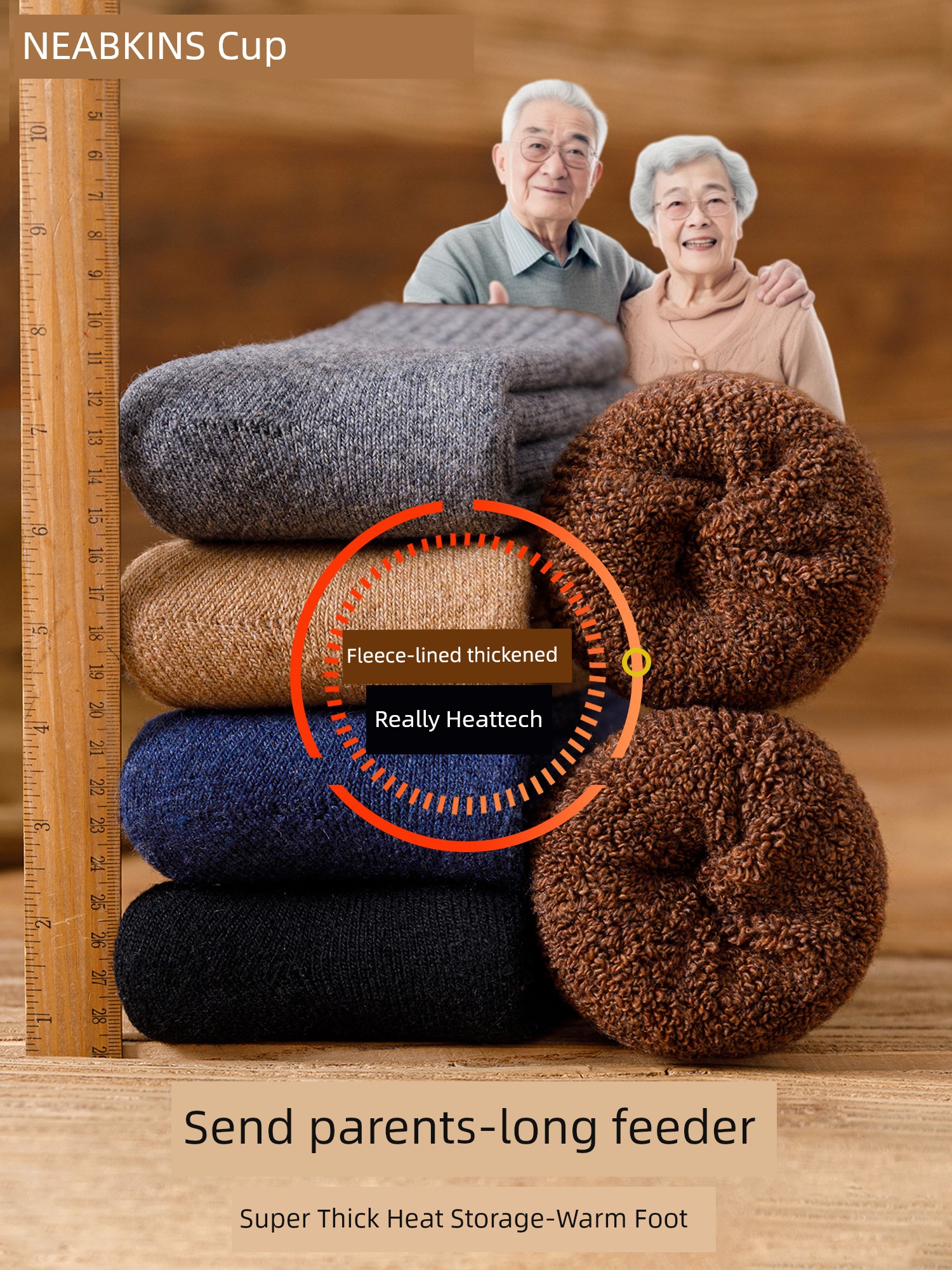 75% Wool Socks Men Fall and Winter Fleece-lined Thickened Elderly Mid-Calf Length Thermal Northeast minus 40 Degrees Cold-Proof Cashmere Socks