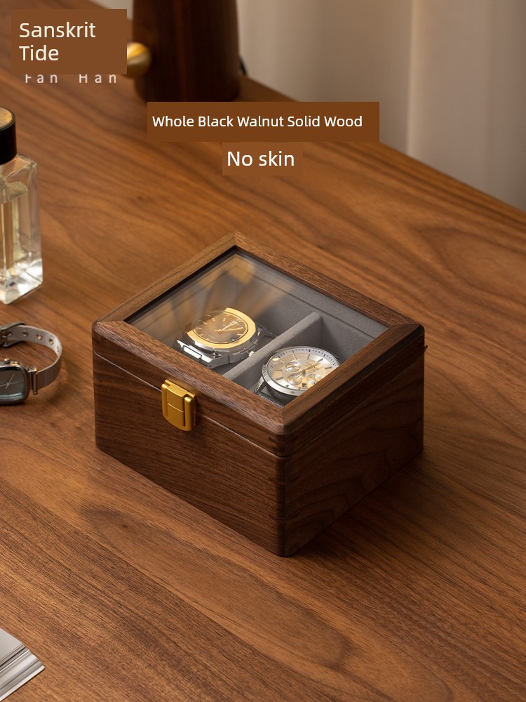 Fanhan Black Walnut Solid Wood High-end Watch Box Exquisite Couple Watch Display Drawer Storage