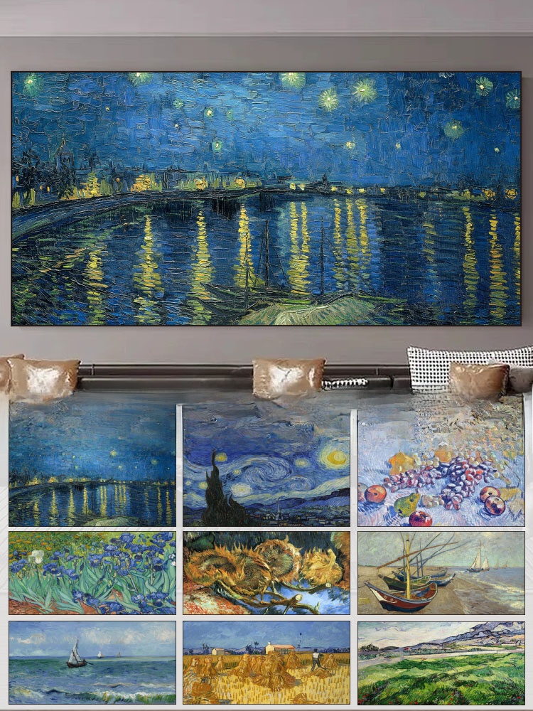 Van Gogh Monet Starry Bedroom Modern Print Bedside