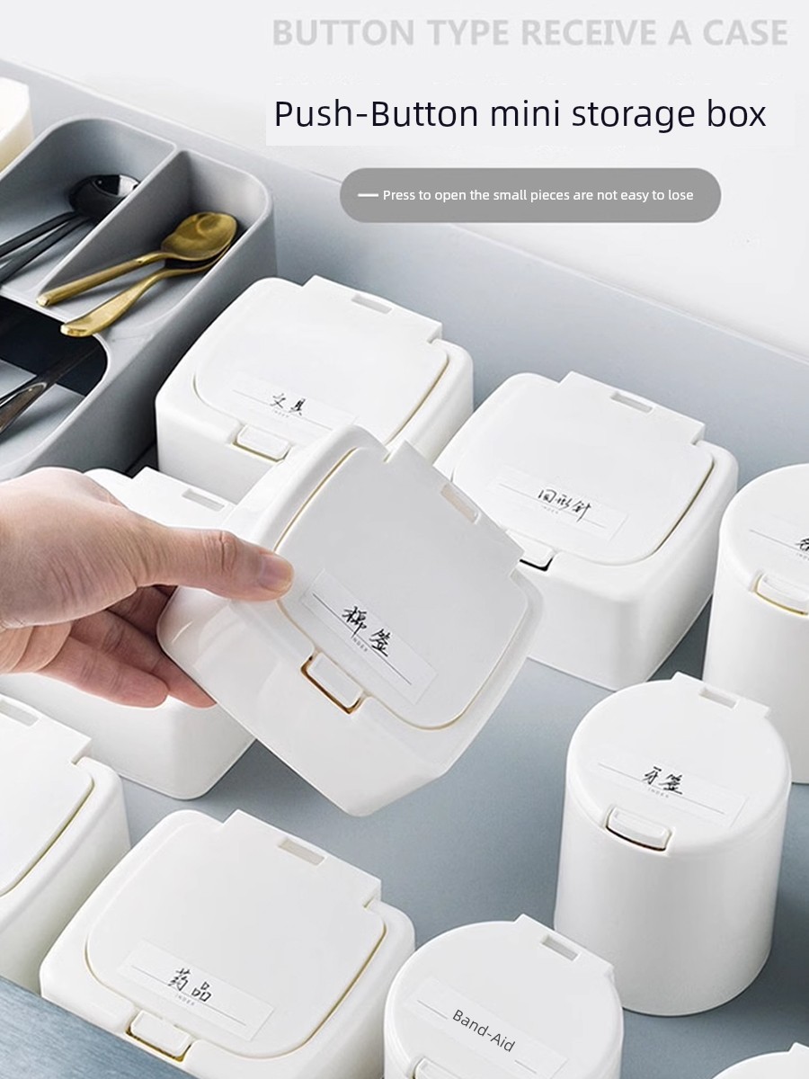 Dustproof Cotton Swab Storage Box Desktop Mini with Lid Pop-up Window Cotton Puff Plastic Dustproof Student Clutter Organizing Box