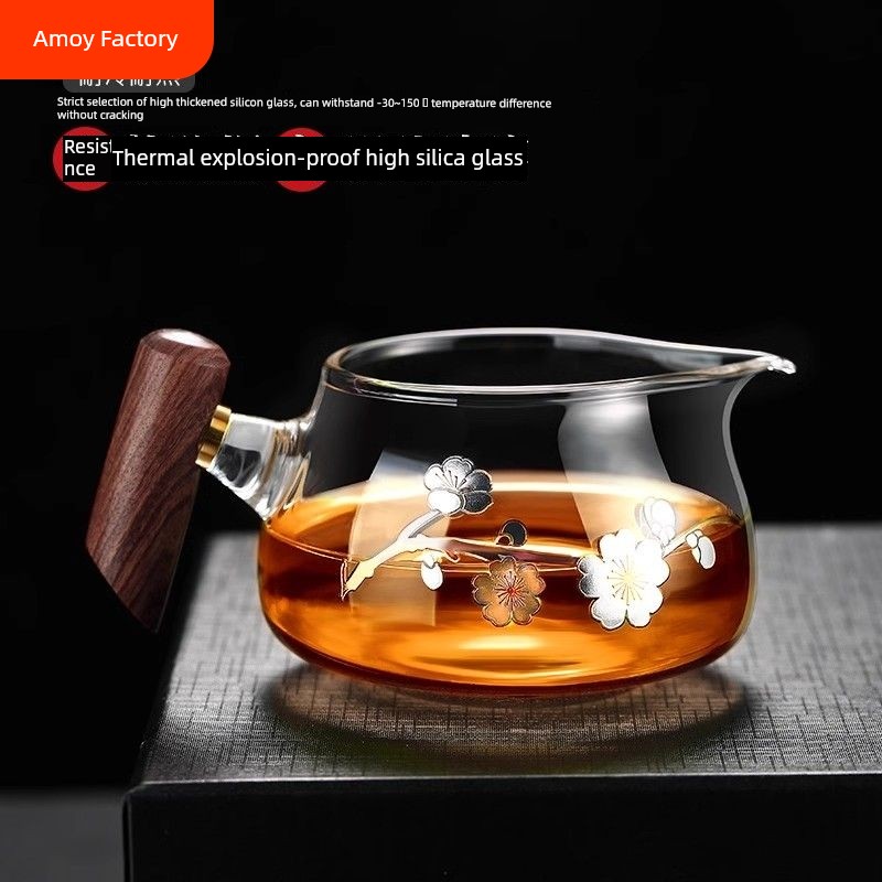 Kung Fu Tea Teaware Tea Pitcher Temperature Borosilicate Glass Fair Cup Tea Funnel Filter Net Tea Pot Side Handle Good-looking Crescent Moon