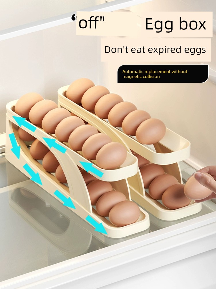 Egg Storage Box Refrigerator Side Door Storage Box Egg Rolling Food Grade Internet Celebrity Egg Rack Holder Automatic Egg Rolling Egg Box