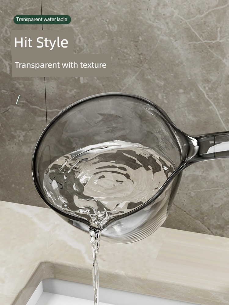 Jujiajia Plastic Water Spoon For Home Long Handle Thickened Thickened Bailer Kitchen Innovative Transparent Water Scooping Bailer Shampoo Spoon