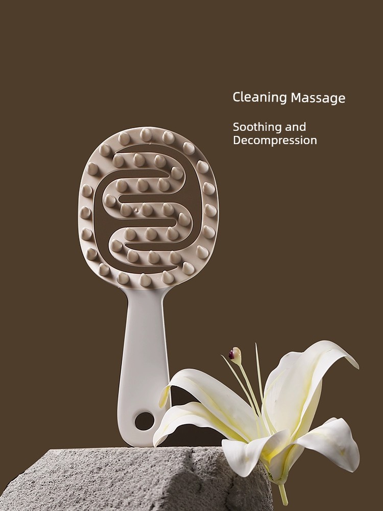Fasola Long Handle Household Silicone Shampoo Brush Massage Comb