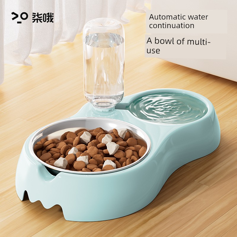 Dog Bowl Dog Basin Cat Bowl Pet Double Bowl Automatic Drinking Water Dog Food Bowl Dog Water Bowl Anti-Tumble Cat Supplies Complete Collection
