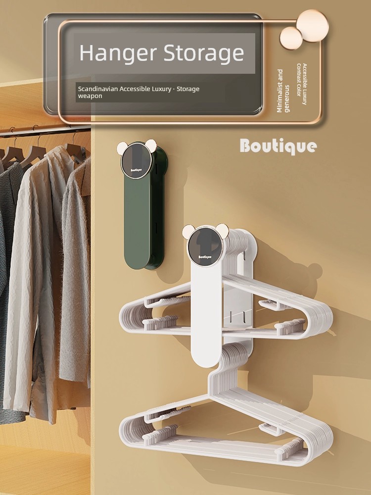 Hanger Storage Fantastic Punch-Free Balcony Storage Multi-Functional Household Retractable Wall-Mounted Wall-Mounted Hanger Clothes Storage Rack