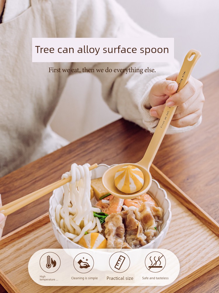 Tree Alloy Noodle Spoon For Home Wordy Powder Big Spoon Soup Spoon Ramen Spicy Hot Soup Long-Handled Spoon Per Person