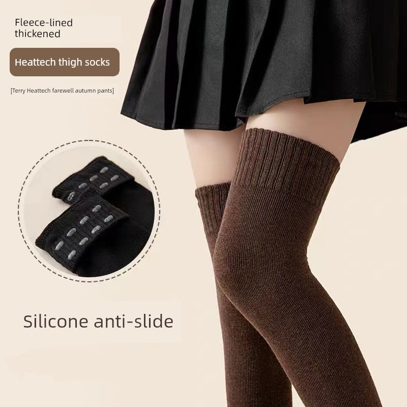 Knee Socks Women Stockings Autumn and Winter Thickened Warm Kneecap Silicone Non-Slip Boots\n Towel Socks Spring and Autumn Thigh Socks
