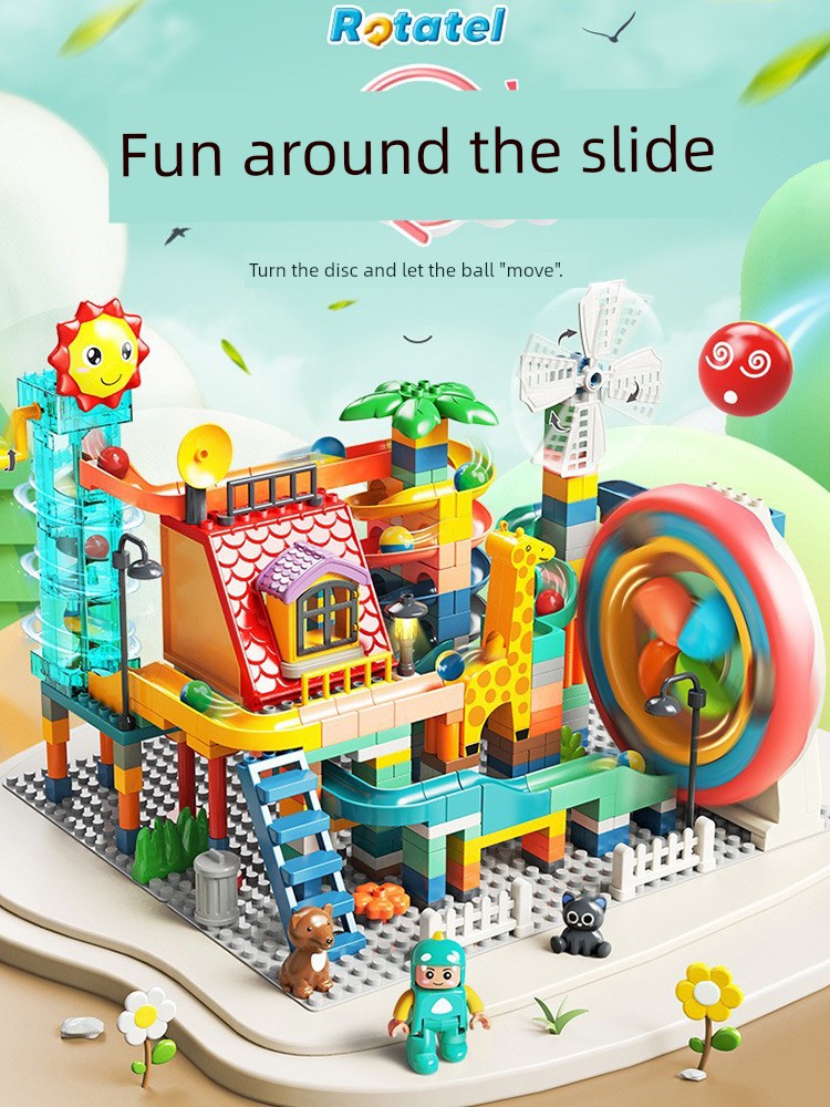 Kids Large Particle Building Blocks Toy Zoo Tumbler Slide Climbing Stairs Baby 2-7 Years Old Boys and Girls