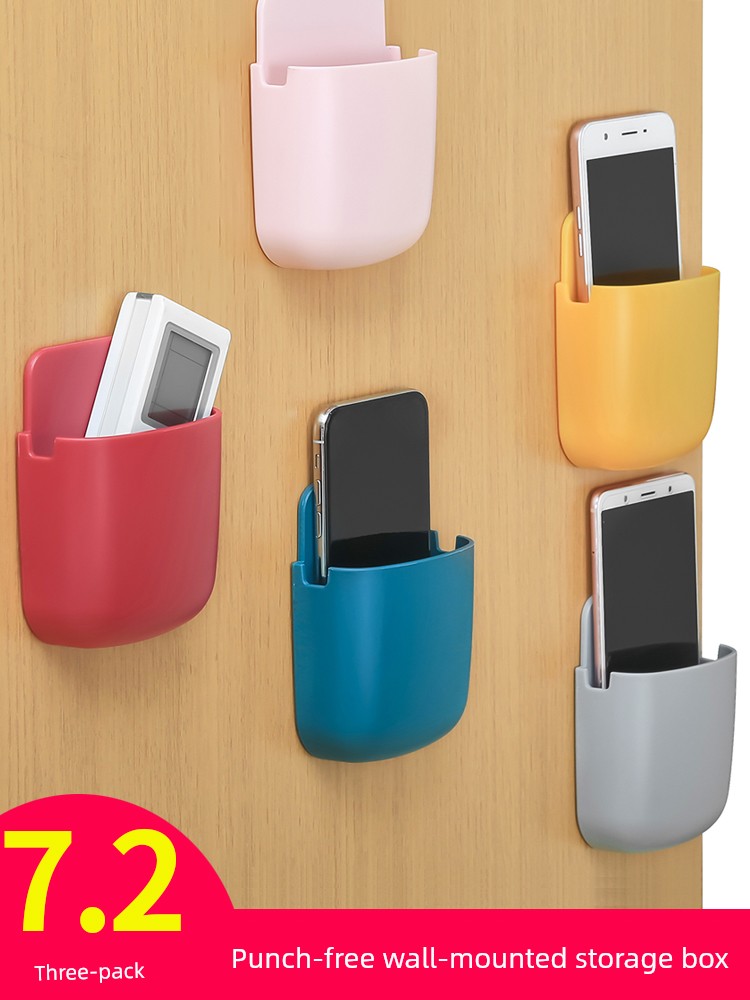 Remote Control Storage Box Living Room Wall-Mounted Bedside Phone Holder Small Box Bathroom Wall-Mounted Storage Rack Creative