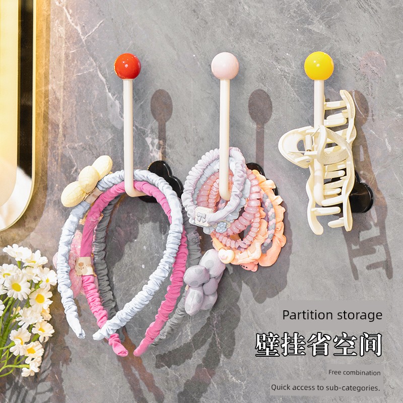 Toilet Hair Band Storage Wall Mount Hair Rope Hair Rope Rubber Band Hair-Hoop Headband Hook Hair Accessories Grip Barrettes Wall-Mounted Shelf