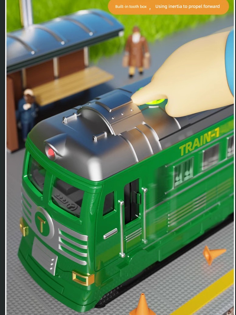 Kids Retro Artificial Train Two-Way Inertia Large Spray Train with Light Nostalgic Model Boy Toy Car