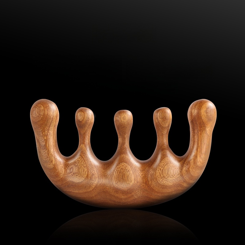 Mu Ding Ding Ebony Wooden Comb Point Hair Nourishing Fluffy Arc Big Tooth Meridian Head Massage Wooden Comb Scraping Wide
