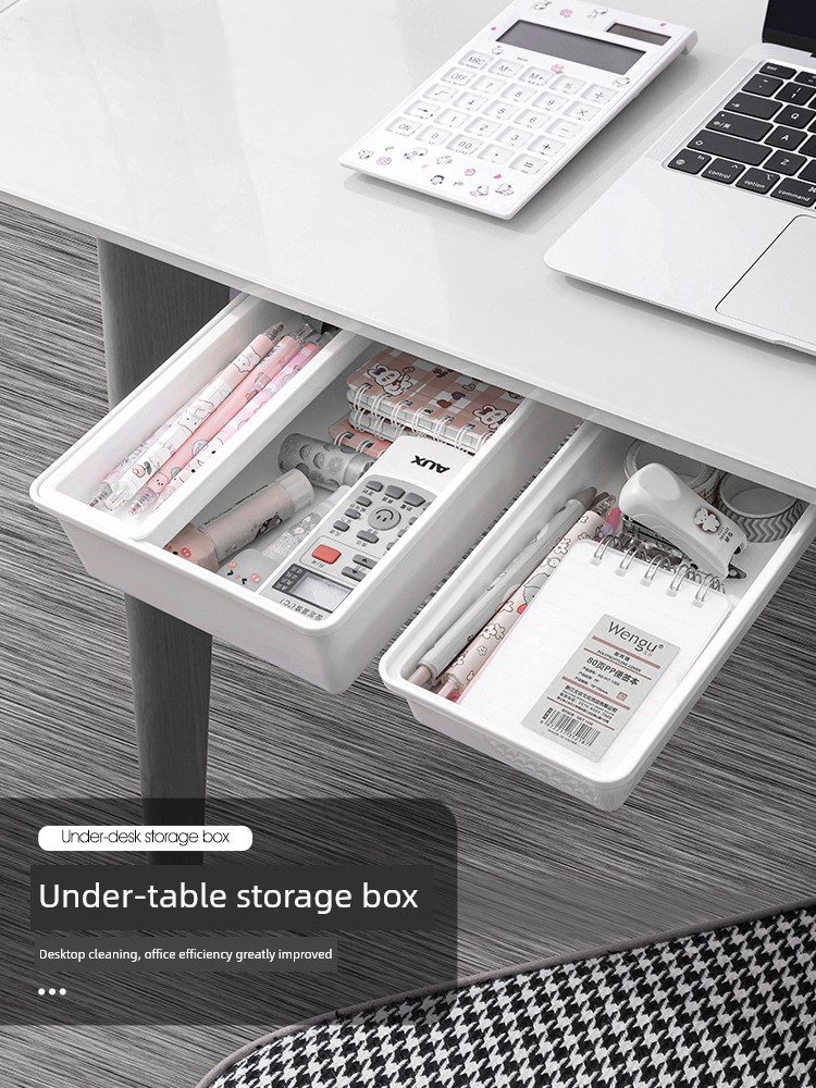 Under the Table Invisible Drawer Storage Box Large Desktop Office Good Things Desk Bottom Shelf Hidden Handy Gadget