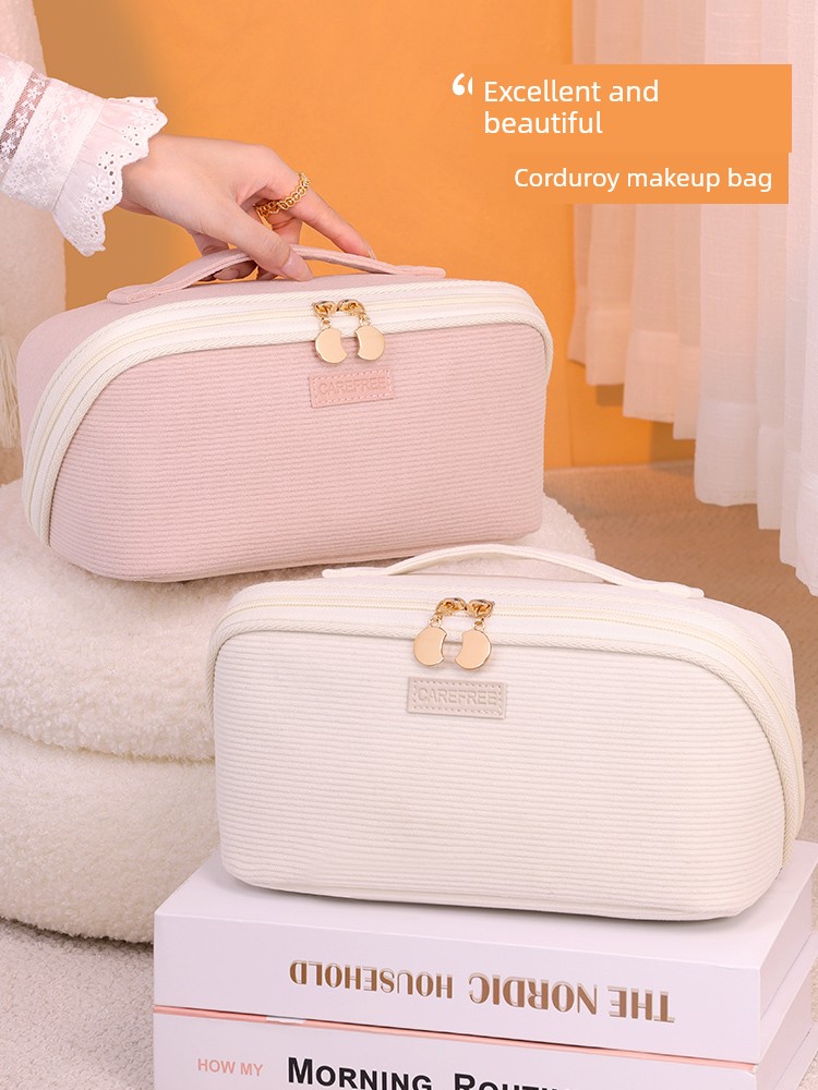 Cosmetic Bag Large Capacity Female 2024 New Arrival Portable Travel Toiletry Bag Good-looking Corduroy Cosmetics Cosmetics Bag