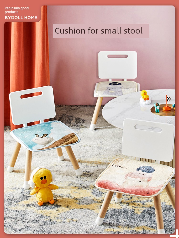 Kids Cushion Winter Thickened Fleece Student's Chair Stool Baby Chair Cushion Pillow Seat Cushion Kindergarten Mat