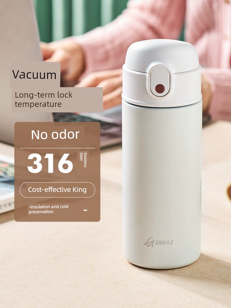 Vacuum Cup 316 Stainless Steel Large Capacity Girls' Sports Cup 2024 New Arrival Small High-Looking Straw Cup