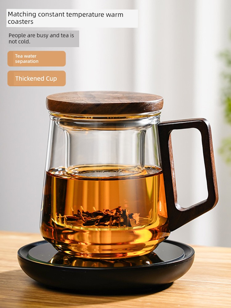 Glass Tea Cup Temperature Keeping Pad Suit Tea Water Separation Tea Ceremony Cup Office Teaware Tea Stainer Filter Drinking Cup