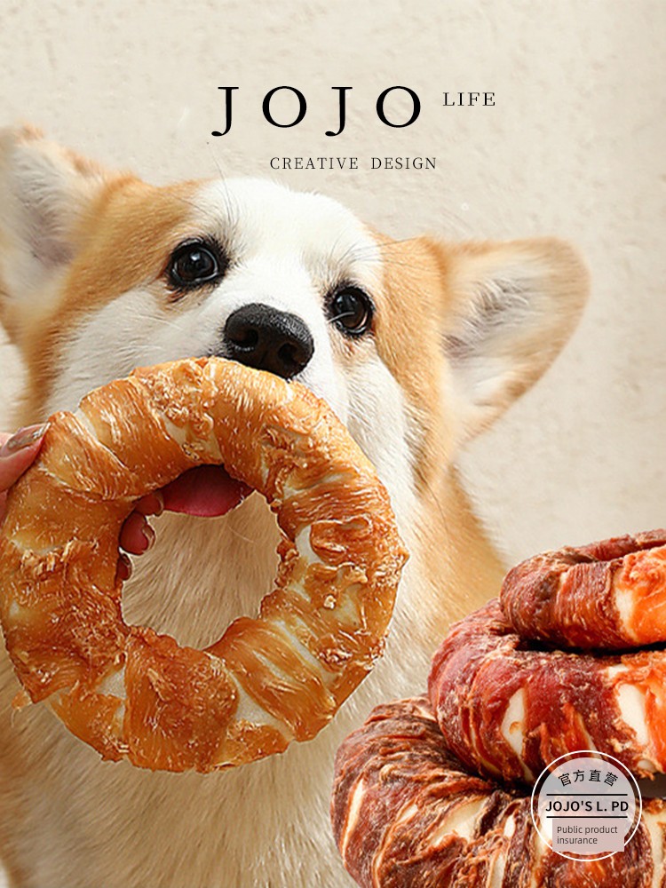 Jojo's L. Pd. Mr. Grocery. Dog Cowhide Chicken and Duck Donut Small and Medium-Sized Dogs | Bing Kou