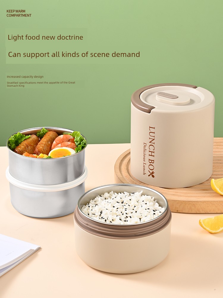 Insulated Lunch Box 304 Stainless Steel Office Worker Student Multi-Layer Portable Lunch Box Microwaveable Heating Lunch Box Bowl
