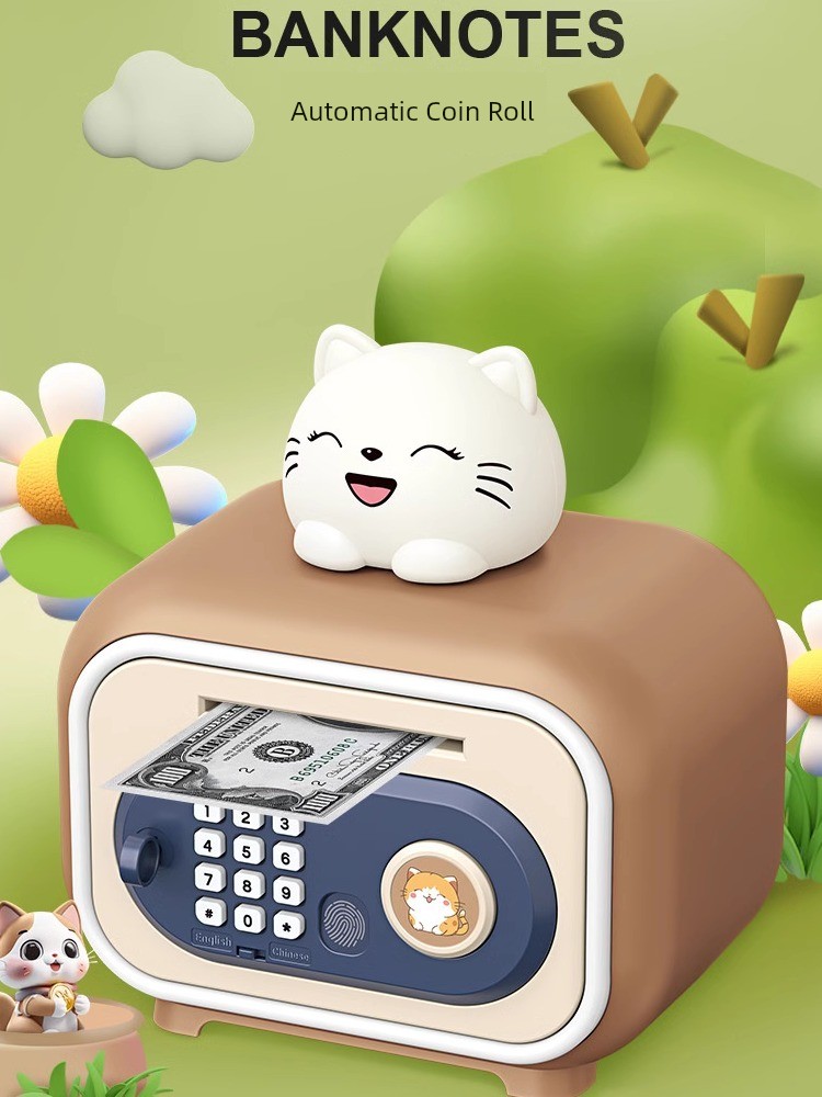 Kids Cartoon Cute Pet Coin Bank Multi-Function Automatic Money-Rolling Safe Box Password Suitcase Large Capacity Savings Bank Toys