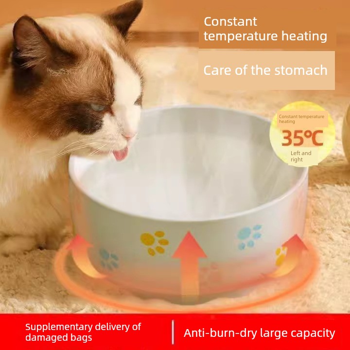 Constant Temperature Cat Bowl Water Dispenser Cat Cat Food Holder Ceramic Winter Day Heating Food Bowl Dog Drinking Water Water Feeder Yogurt Machine