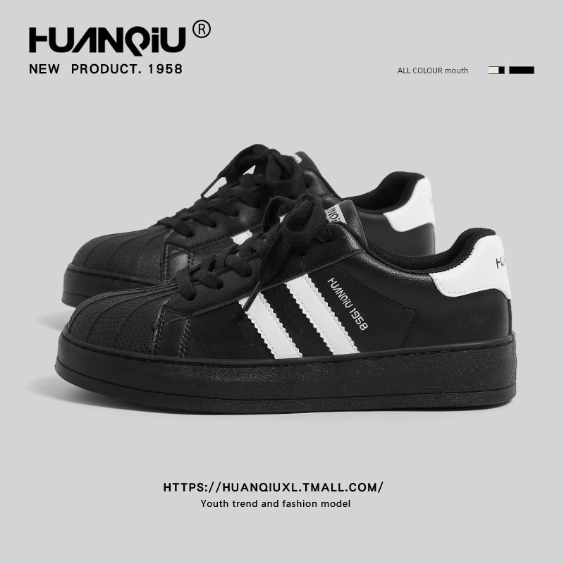 Universal Classic Shell Toe Board Shoes Women's 2024 Winter New Arrival Easiest for Match Black Retro Best Selling Platform Casual Shoes