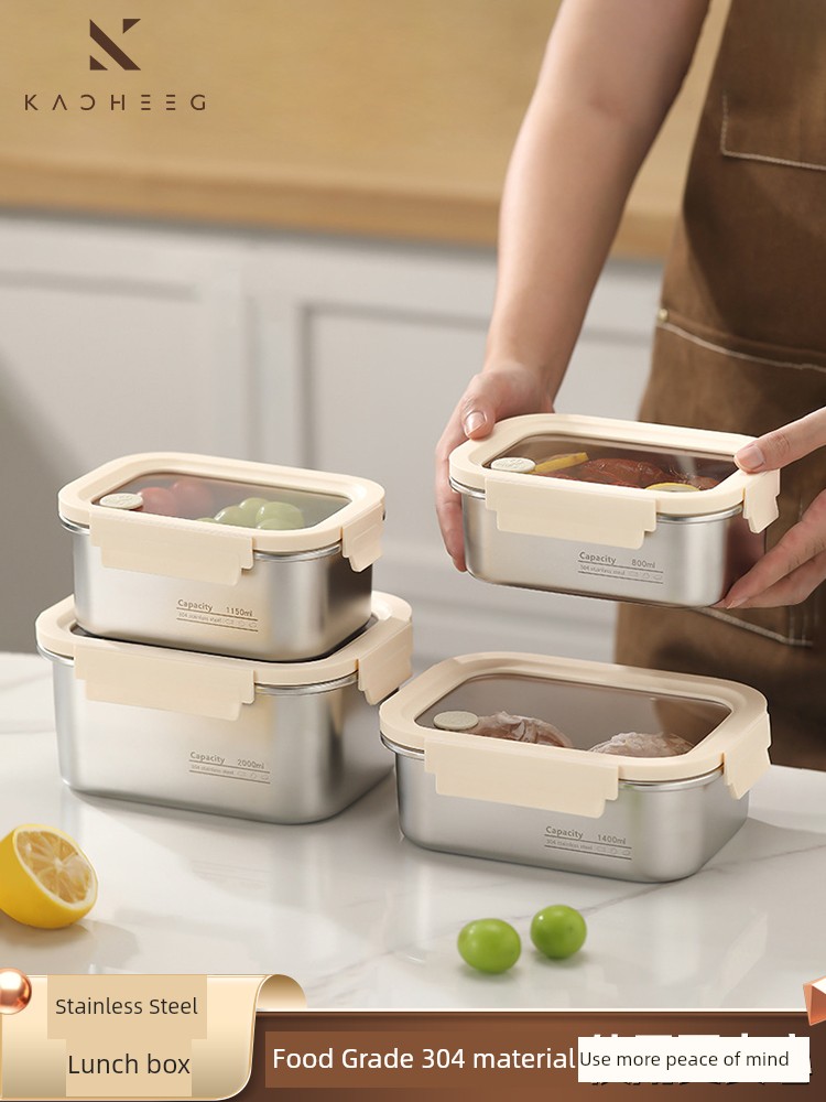 304 Food Grade Stainless Steel Lunch Box Work Student with Cover Lunch Box Microwaveable Heating Crisper Bento Box