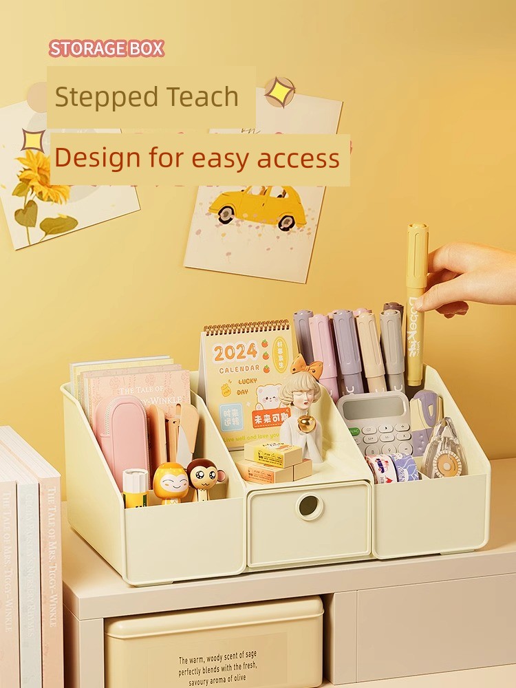 Pencil Case Office Bedroom Dorm Bedside Supporter Pen Holder Desktop Storage Box Student Stationery Box Multi-Functional Storage Rack Large Capacity Sundries Storage Finishing Box Coffee Table for Remote Control Finishing