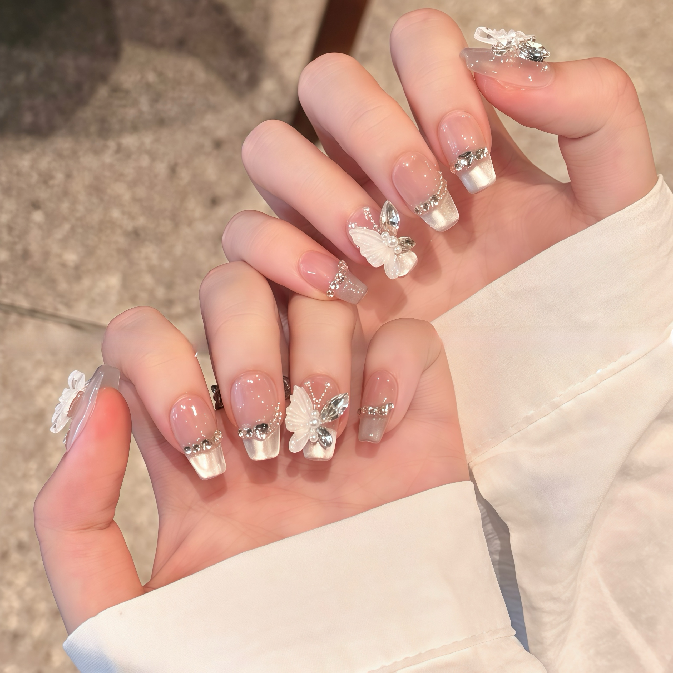 Wearing Nail Three-Dimensional Butterfly Cold Feeling Crystal Cat's Eye