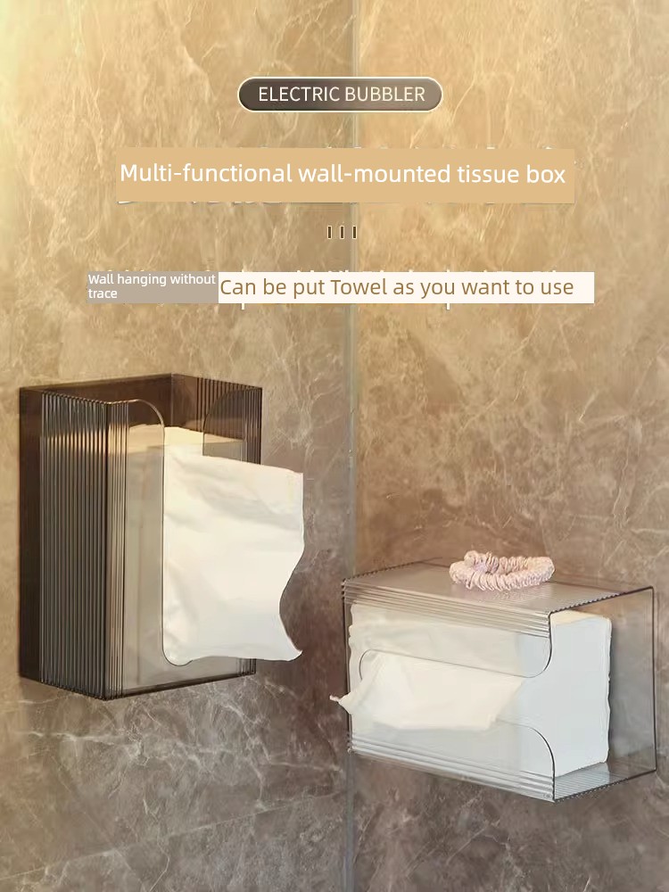 Jujiajia Toilet Tissue Box Wall-Mounted Punch-Free Toilet Paper Holder For Home Toilet Paper Storage Box Pumping Paper Box