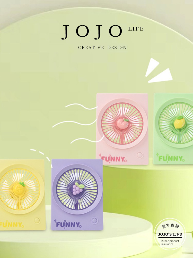 Jojo's L. Pd. Chinese. Cartoon Fruit Handheld Fan USB Rechargeable Desktop Fan | Traditional Chinese Medicine